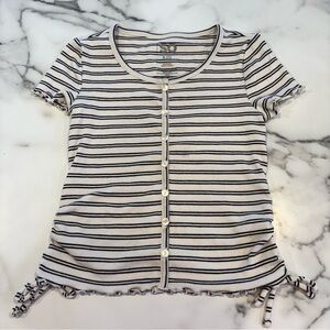 SO Black and White Striped Button-Down Shirt